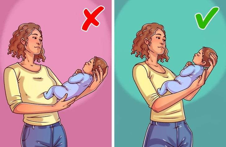 أخطاء شائعة عند حمل الطفل الرضيع