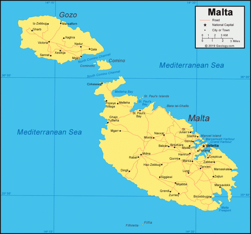 خريطة مالطا
