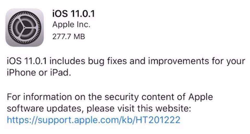 هل ينبغي التحديث إلى iOS 11.0.1؟ 